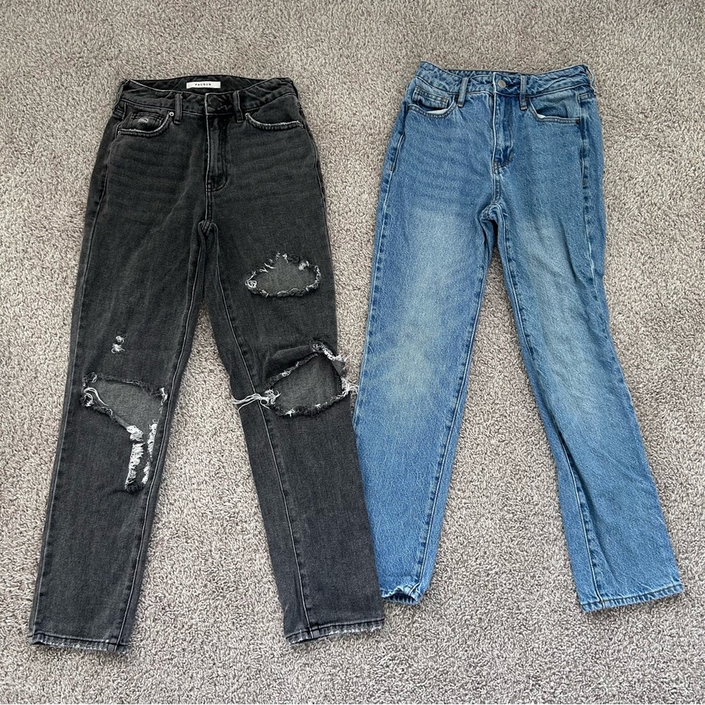 Set of PacSun Mom Jeans in Blue and Black Destroy Women’s denim size 23 or 00